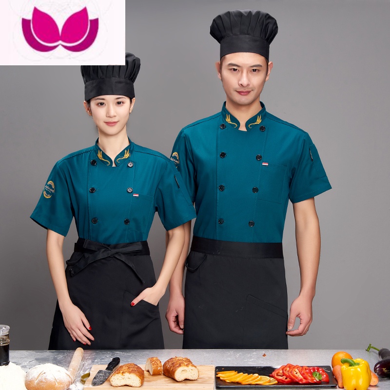 七斓厨师工作服男短袖夏季薄款透气餐饮厨房酒店餐厅食堂后厨烘焙厨衣高清大图