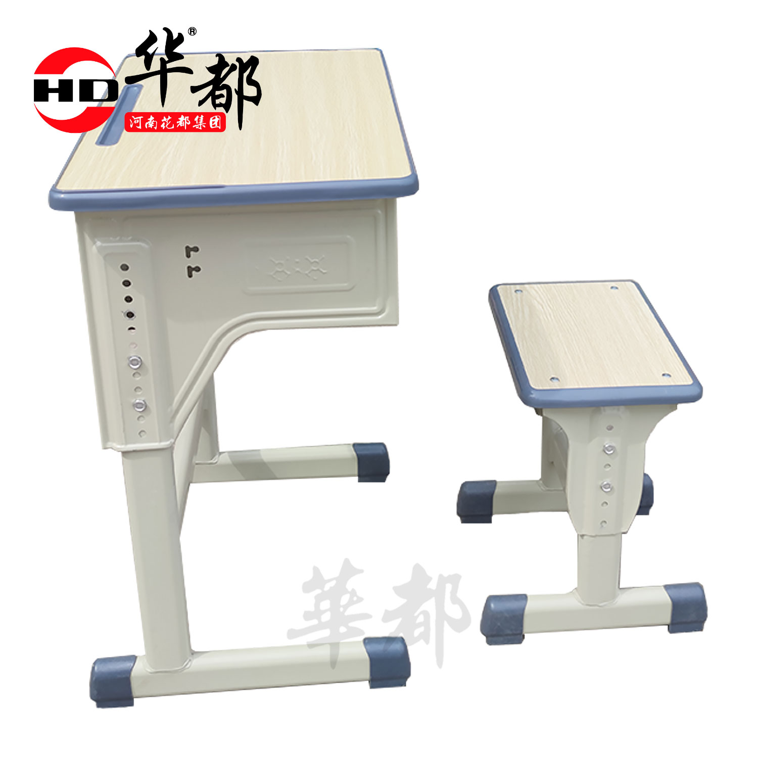 华都HDKZ-07 加厚单腿学校课桌凳华都学生课桌椅学校可躺椅午休椅培训桌ABS桌面双斗课桌课凳课椅教室高清大图