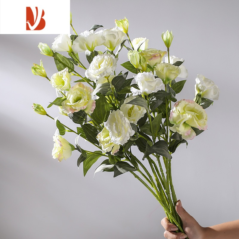 三维工匠洋桔梗花仿真花假花花瓶单枝插花花束家居餐厅茶几摆放装饰