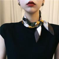 复古千鸟格小方巾女薄丝巾春秋冬季新款围脖韩国装饰百搭空姐领巾 彩色格子咖啡