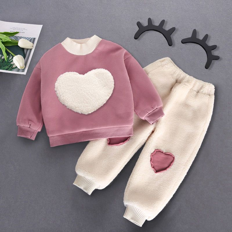 女童秋冬卫衣套装1-3岁幼儿童加绒小孩衣服女宝宝冬装2韩版两件套