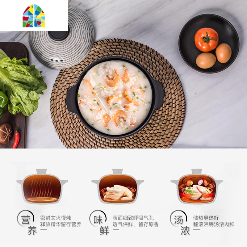 砂锅炖锅家用日式陶瓷沙锅炖锅煲汤小号煲仔饭砂锅燃气煤气灶专用 FENGHOU 2.4L线条纹高清大图