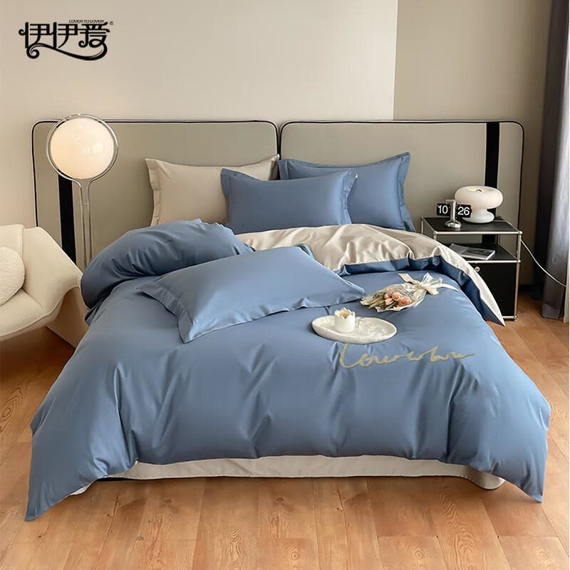 伊伊爱 TJNH02000332 200*230cm全棉绣花拼角 床上四件套 (计价单位:套) 海青图片