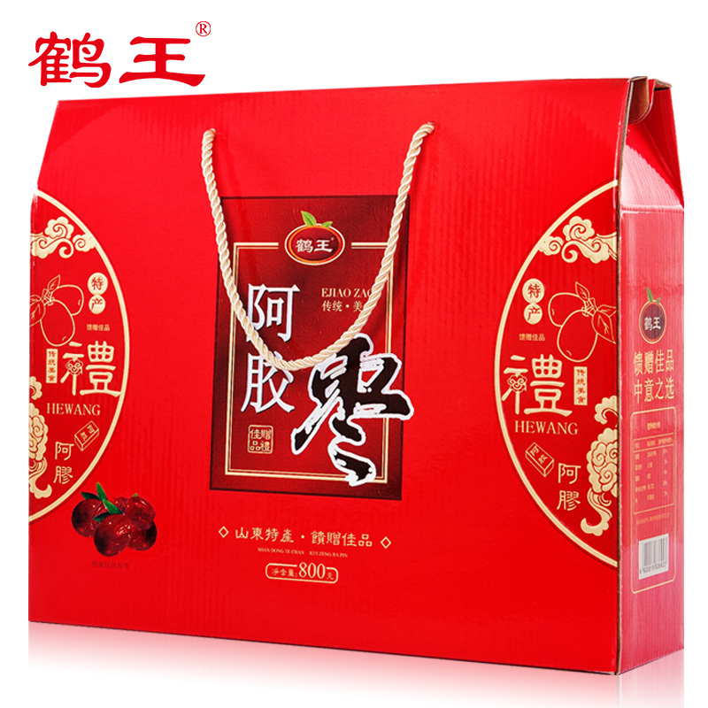 鹤王阿胶枣礼盒800g山东特产果干蜜饯乐陵金丝枣滋补熬阿胶糕