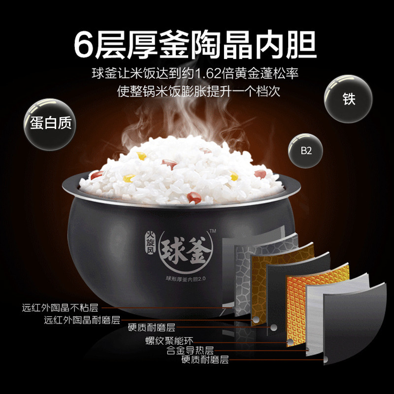 苏泊尔(SUPOR)CFXB40FC25-75 球釜电饭煲4L 多功能预约 立体加热 粉红色