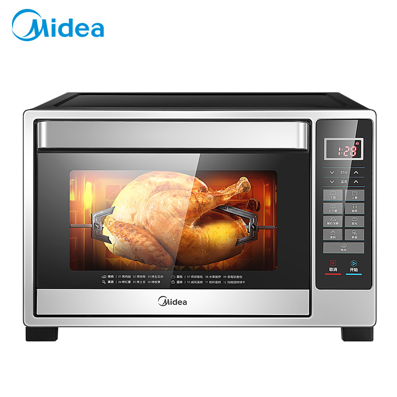 美的(Midea)电烤箱 T4-L326F 多功能烤箱 家用搪瓷内腔 立体发热 智能感温探头 12道菜单一键烘焙高清大图
