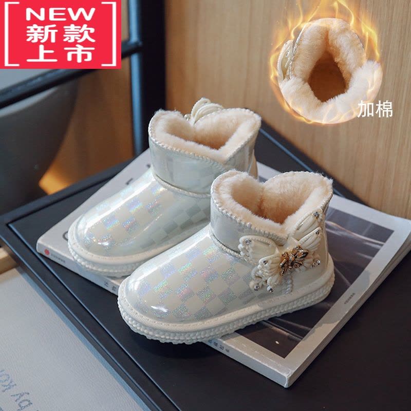 可莉允儿童雪地靴2022冬季加绒女童短靴软底中大童宝宝保暖防滑棉鞋棉靴图片