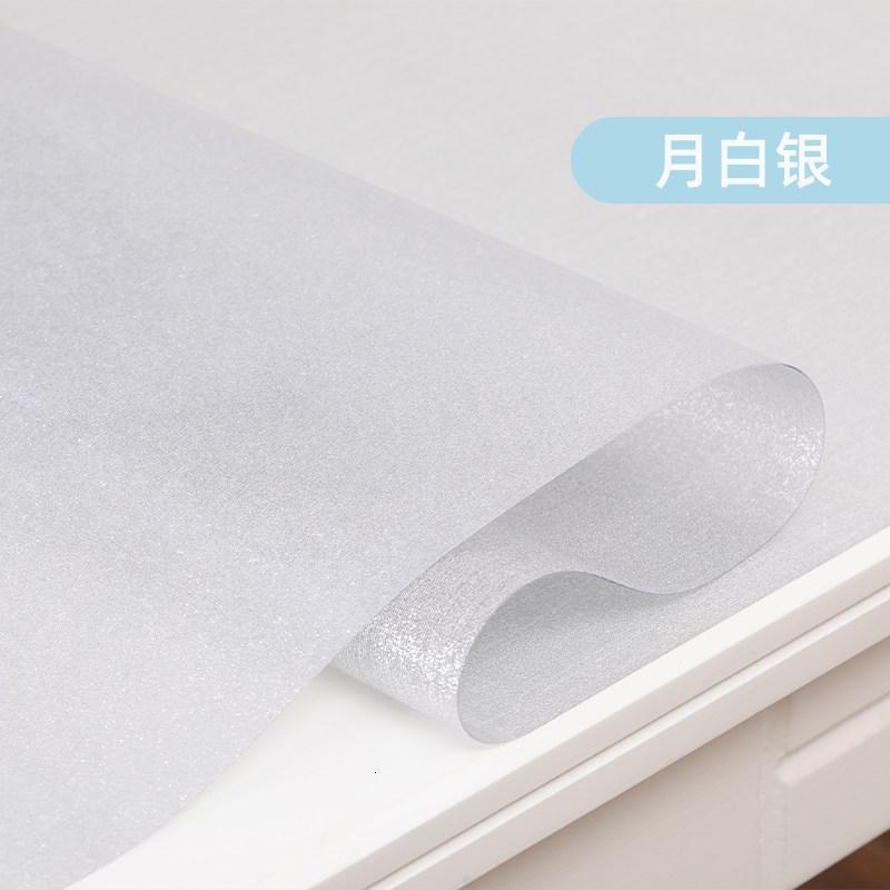 美帮汇桌布防水防油免洗厚塑料pvc软玻璃餐桌垫水晶板烫面保护膜茶几垫 升级无味•月白银 90*130cm