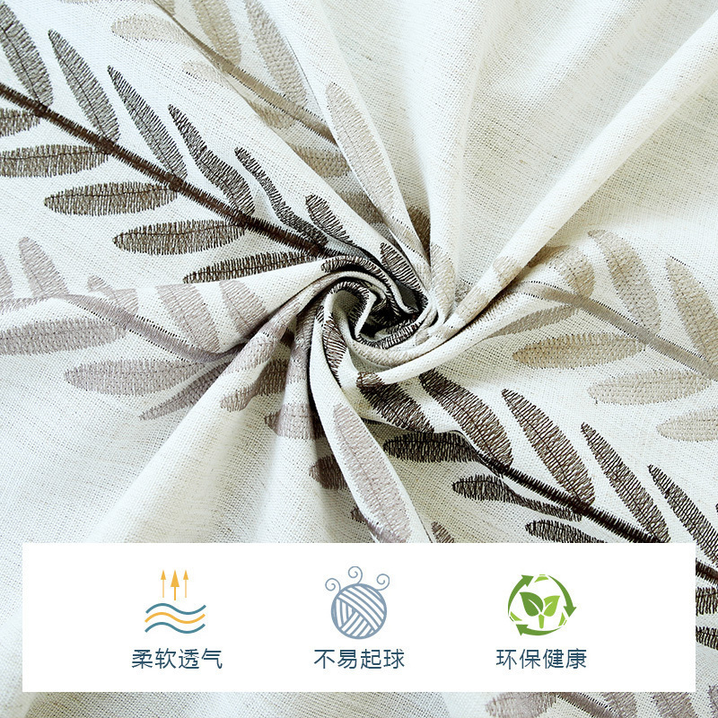美帮汇立体绣叶子桌布布艺北欧台布长方形家用餐桌茶几圆桌布巾高清大图