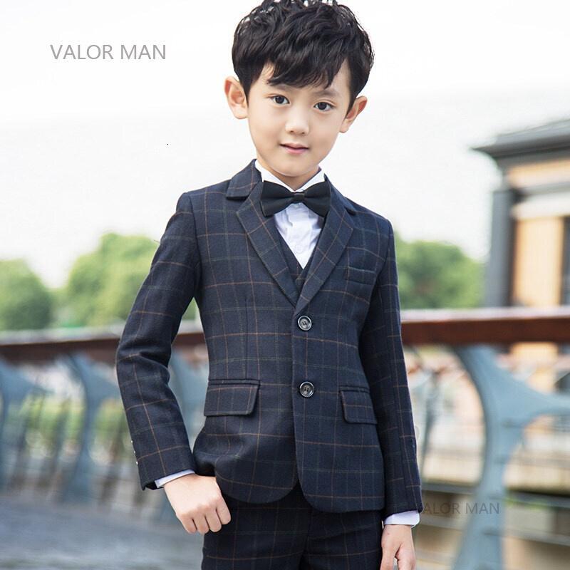 格子儿童西装童装宝宝西服套装男童小西装外套男花童礼服春