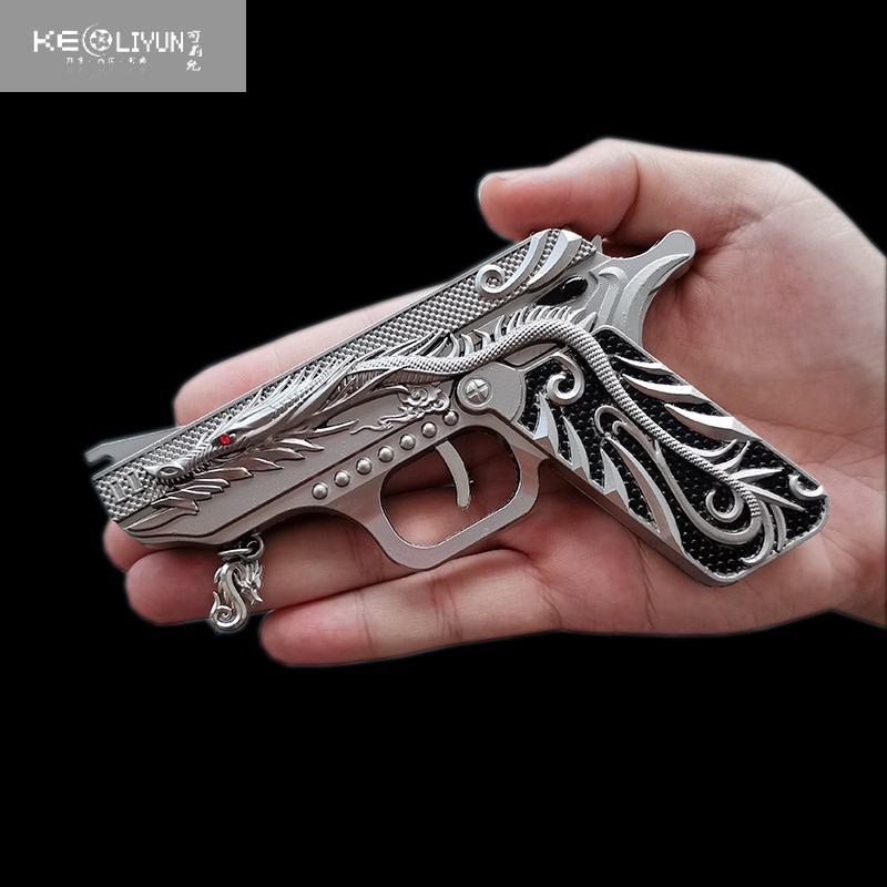 敬平合金五爪金龙橡皮筋枪儿童玩具64式沙漠喷子12连发手抢发射软弹枪