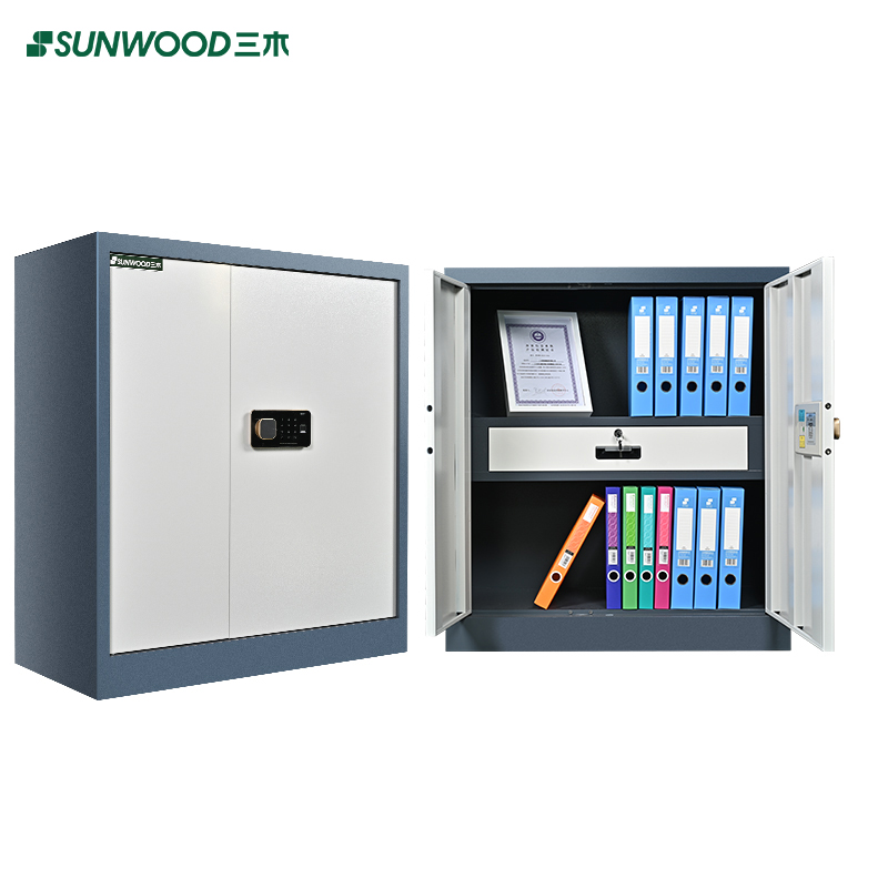 三木 BG872 单节双门指纹保密柜/文件柜(带屉) 国密锁柜双认证 蓝灰套色(台)高清大图