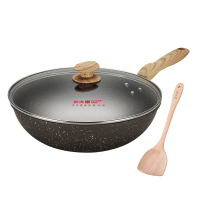 炊大皇(COOKER KING)石釜麦饭石色不粘平底炒菜锅家用炒锅锅具32cm铝合金电磁炉燃气灶CG32SF