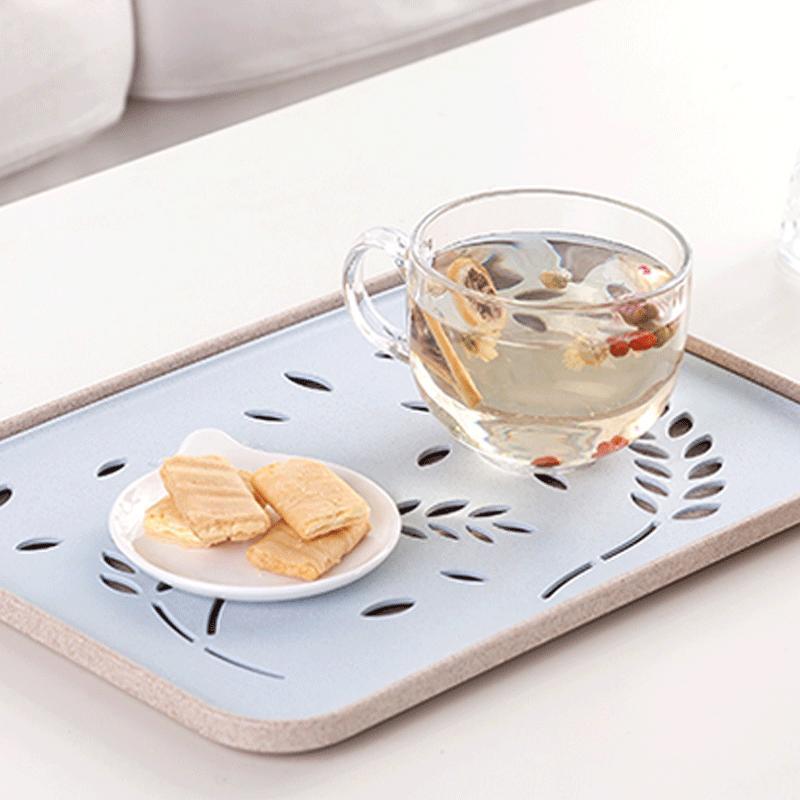 家居家用托盘长方形北欧茶水杯子盘厨房客厅收纳卡通塑料茶托盘茶具配件茶盘