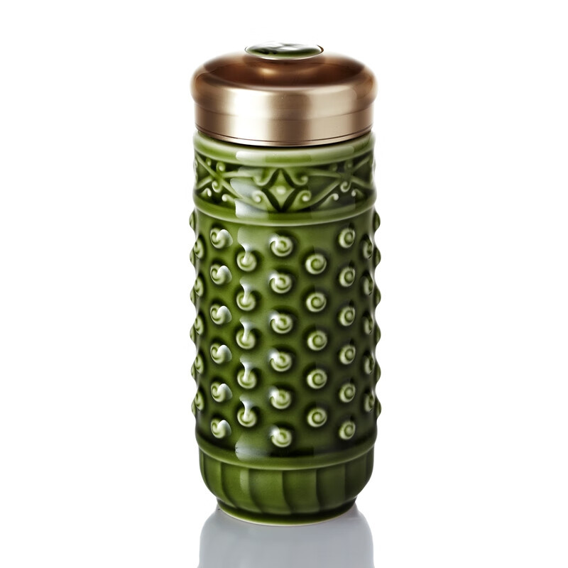 乾唐轩 活瓷皇家骏马双层随身杯大容量水杯男陶瓷杯子蓝色高清大图