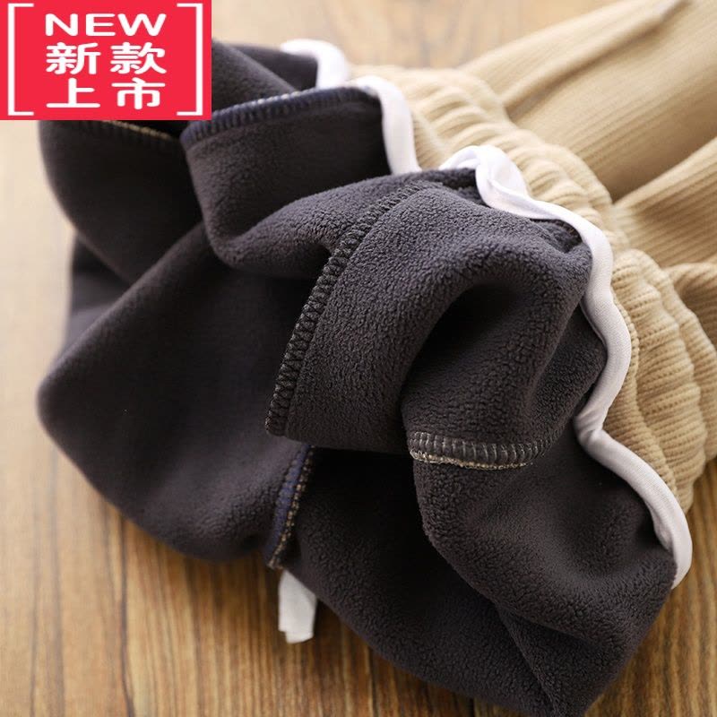 可莉允男童加绒裤子2022秋冬新款儿童加厚保暖运动裤条绒时尚休闲裤棉裤保暖裤图片