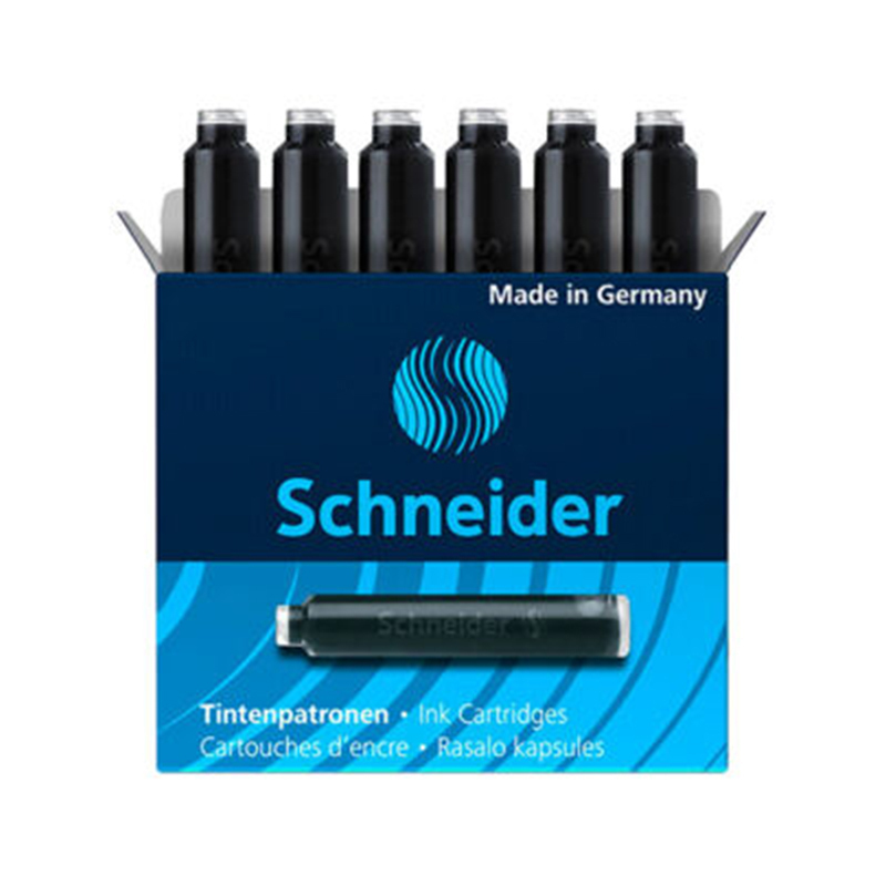 【德国原厂】Schneider施耐德 黑色塑料通用墨囊 6支/盒