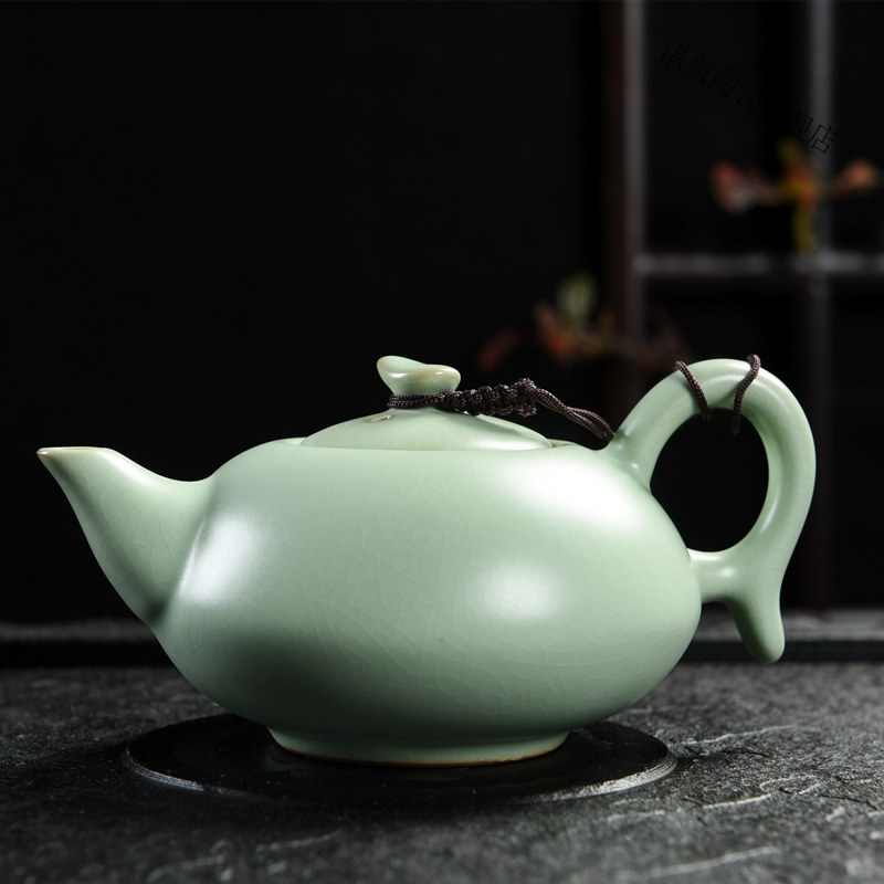 手工汝窑茶壶开片大号汝瓷可养小单壶冰裂西施壶陶瓷功夫茶具