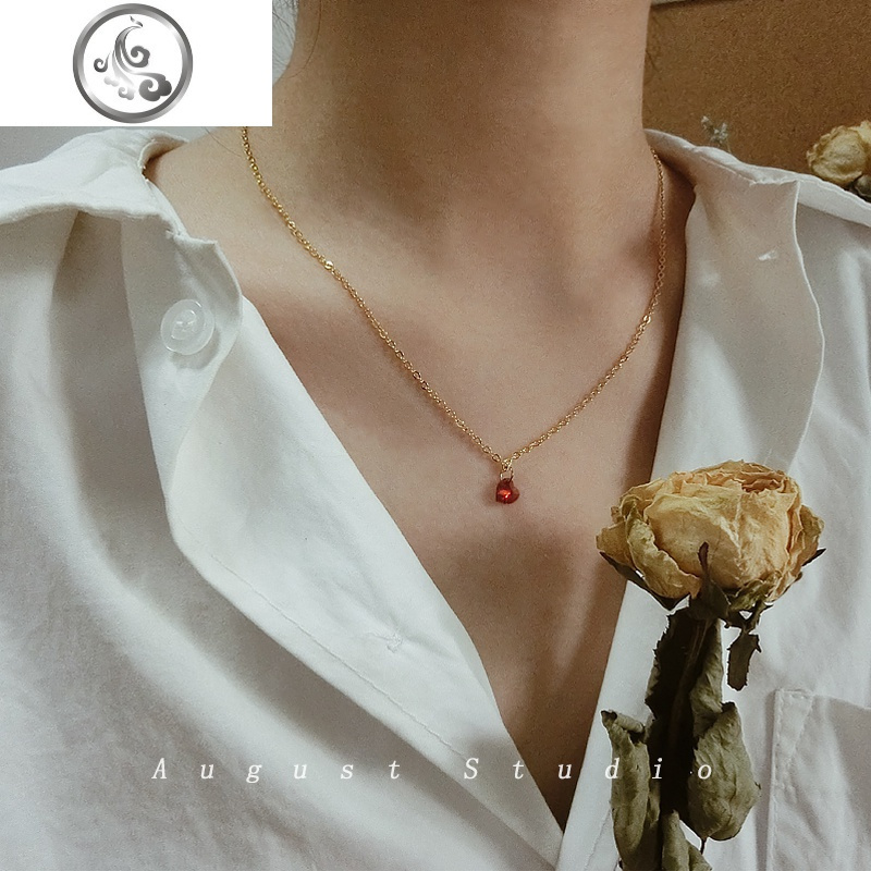 小红心项链小众设计桃心925纯银爱心气质锁骨链女简约ins网红颈链 JiMi