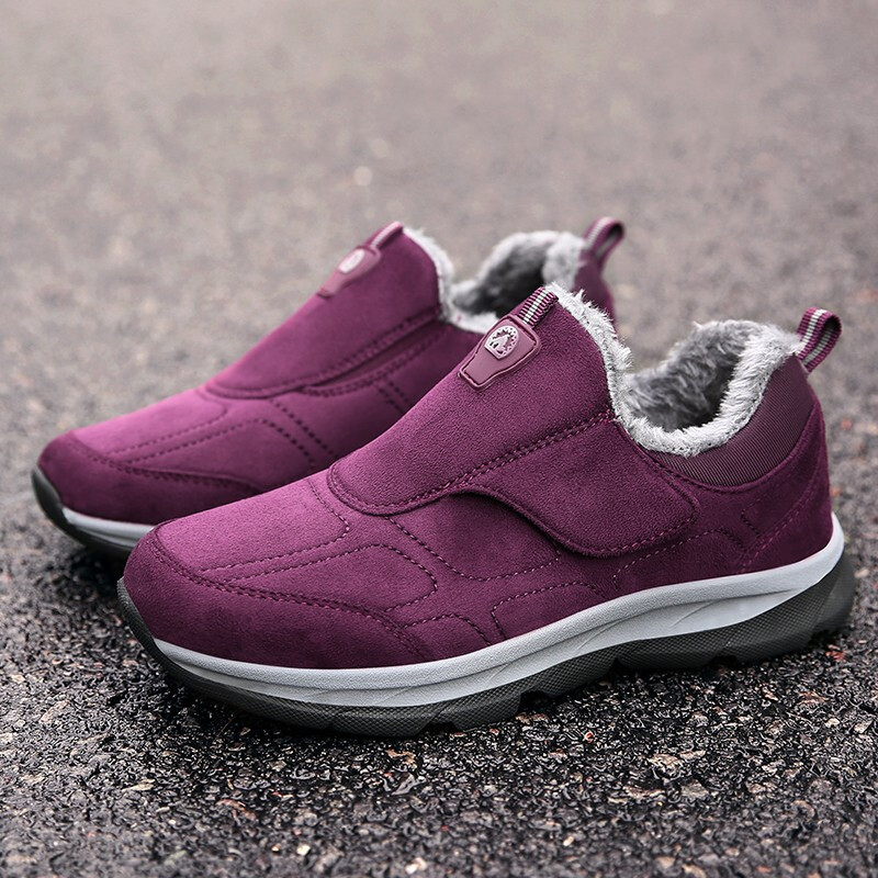 康皇冬季加绒保暖老人鞋加厚防滑软底中老年户外健步鞋外出散步爬山