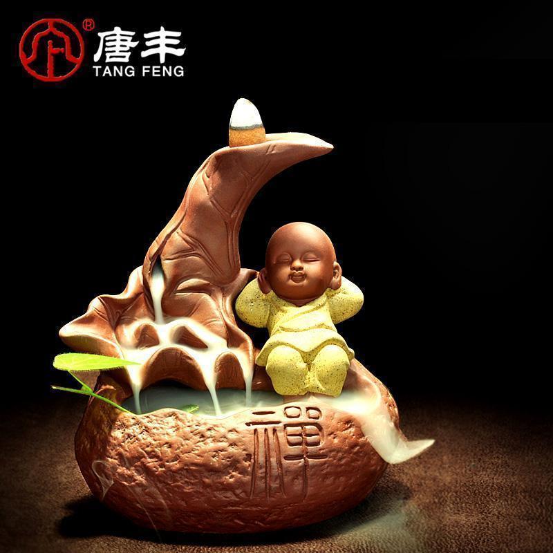 家柏饰(CORATED)大号彩砂陶香炉高山流水倒流香锥香道塔陶瓷仿古香座香熏炉z高清大图