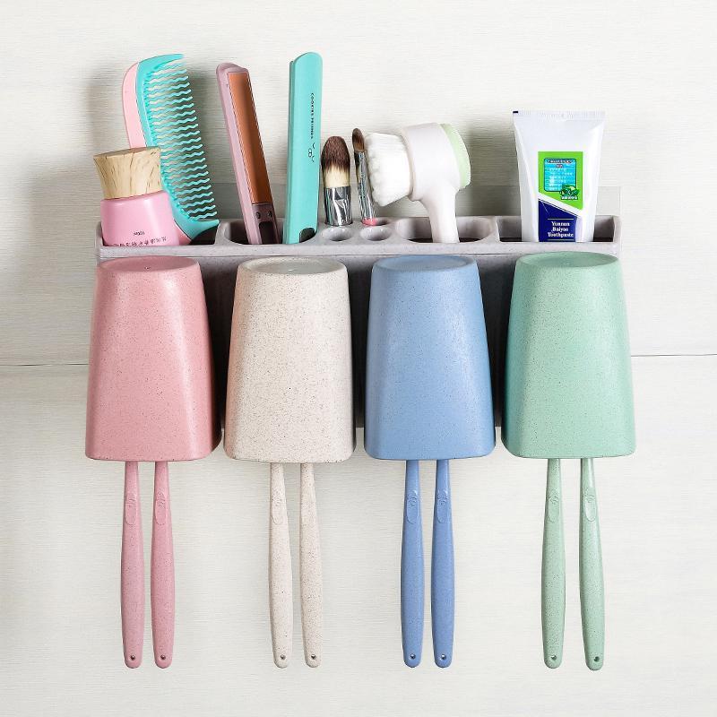 牙刷架吸壁式牙膏盒刷牙杯牙刷置物架浴室卫生间壁挂式收纳架