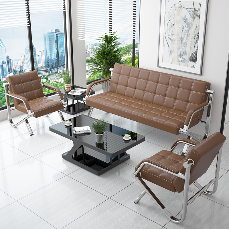 三金鑫 办公家具办公室沙发茶几组合简约接待办公沙发小型商务会客简易沙发高清大图