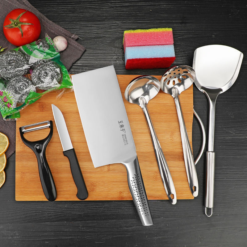 王麻子菜刀菜板套装不锈钢家用厨房切片刀切菜切肉刀砧板全套8138高清大图