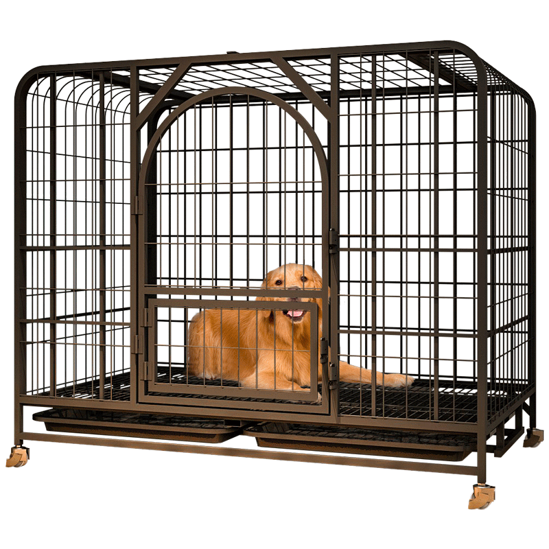 狗笼子中大型犬宠物狗狗室内带厕所分离围栏柯基拉布拉多金毛家用 白色带托盘加粗加固方管 长宽高110*72*95CM