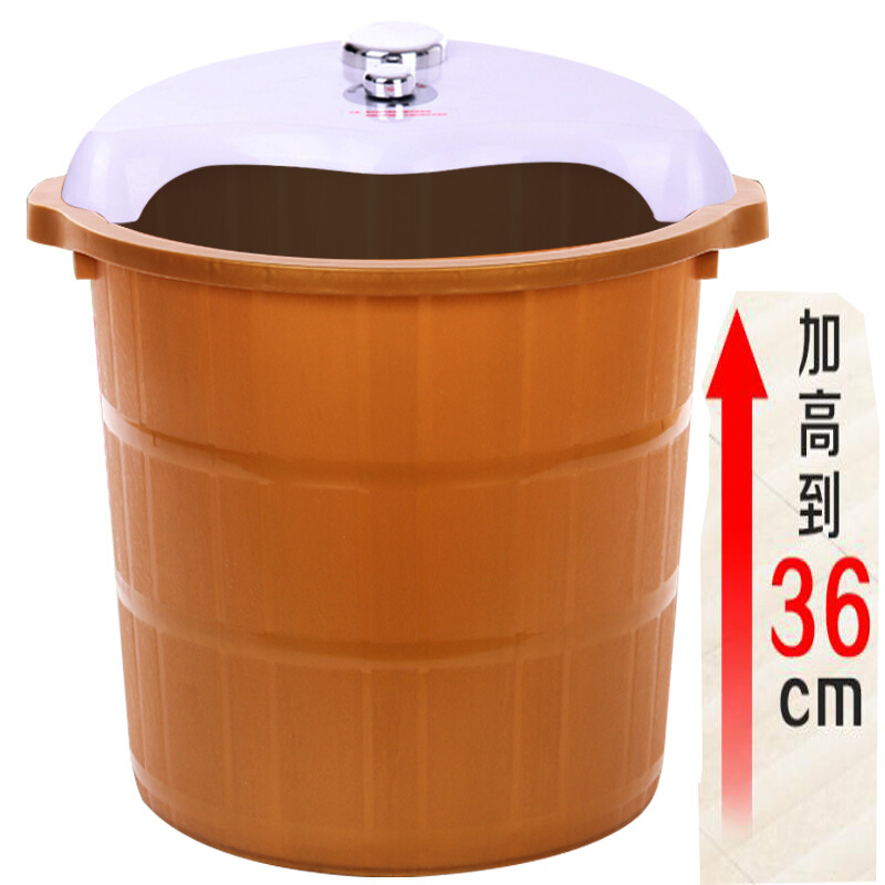 洗脚盆木塑料加高泡脚桶加热木桶脚盆家用恒温按摩浴盆无电加厚加高全息脚盆洗脚波迷娜BOMINA