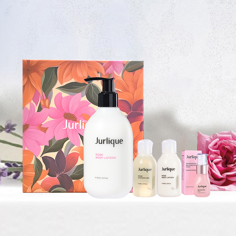 茱莉蔻(JURLIQUE)夏季礼盒8玫瑰身体乳300ml+沐浴露50ml+身体乳50ml+花卉水15ml