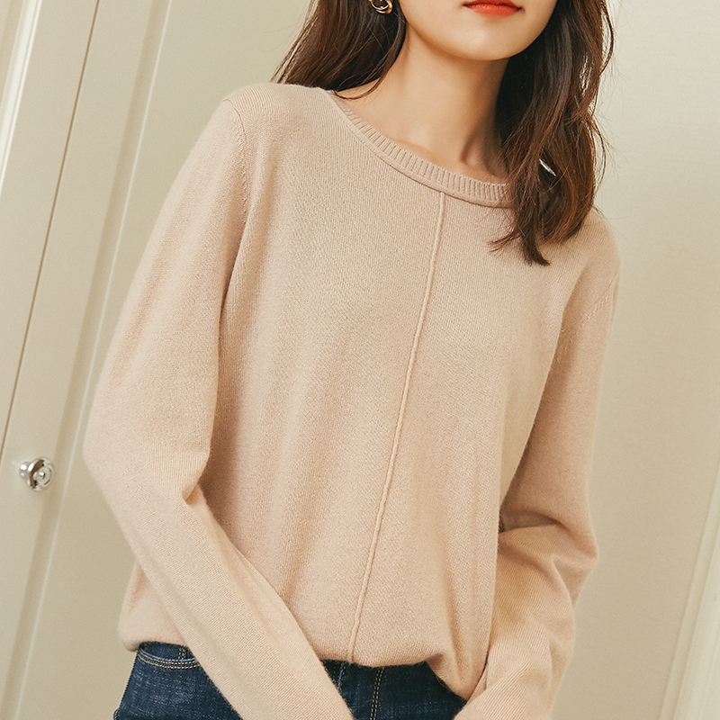 圆领羊绒衫女毛衣套头短款2018秋冬季新款韩版潮针织衫打底