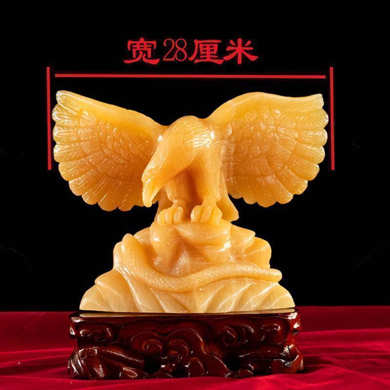 美帮汇玉石大鹏展翅大展鸿图老鹰摆件办公室商务开业礼品工艺高清大图
