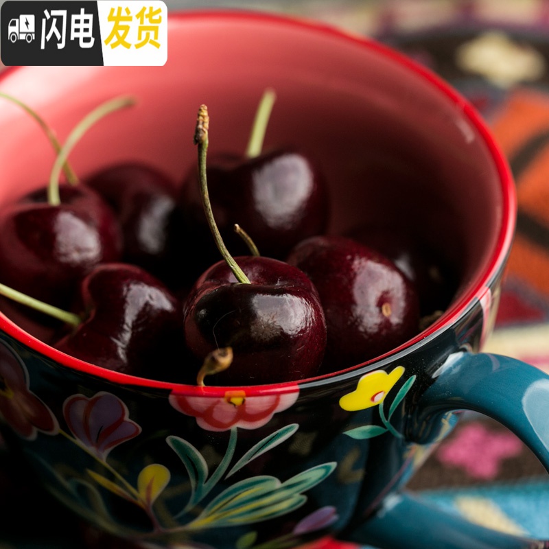三维工匠大号早餐杯大容量杯子欧式手绘燕麦杯咖啡杯陶瓷马克杯情侣杯高清大图
