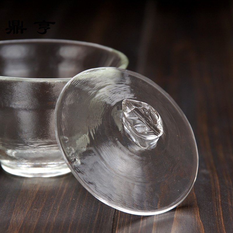 鼎亨手工磨砂玻璃盖碗加厚 耐热 高温 日式手抓壶泡茶器功夫茶具