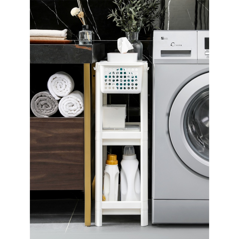 家柏饰(CORATED)卫生间置物架塑料落地式浴室收纳架洗澡间厕所脸盆架三角储物架子 杏色/2层高清大图