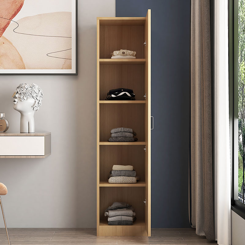 臻远ZY-MZYG-1简约木质衣柜卧室单开门衣柜夹缝储物柜浅胡桃A款单门高清大图