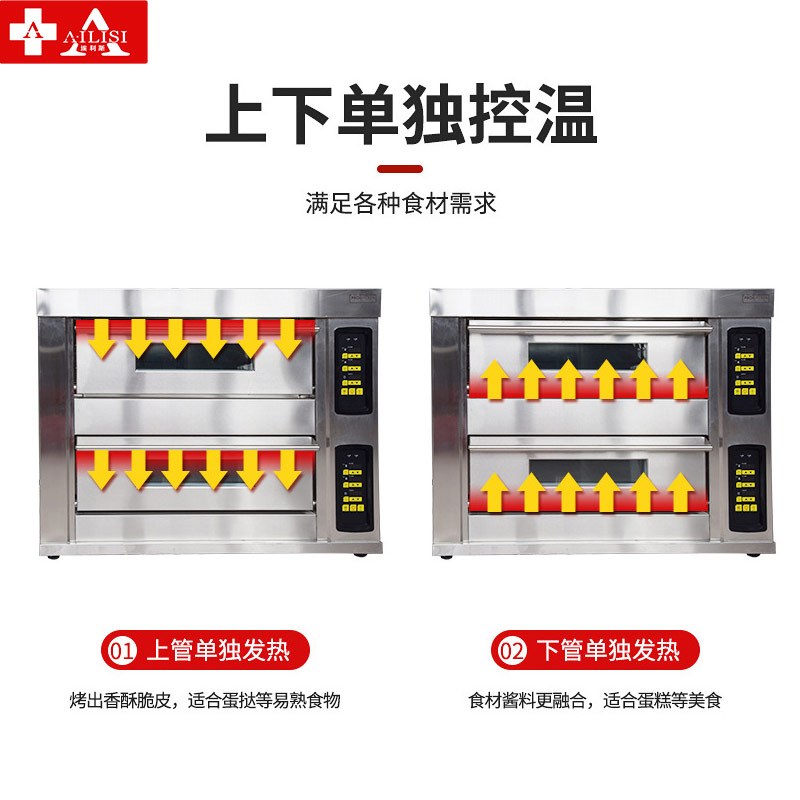 埃利斯(AILISI)商用厨房商用高温烤箱 披萨蛋糕面包西餐后厨 大型月饼烘炉 电烤箱三层六盘旋钮款