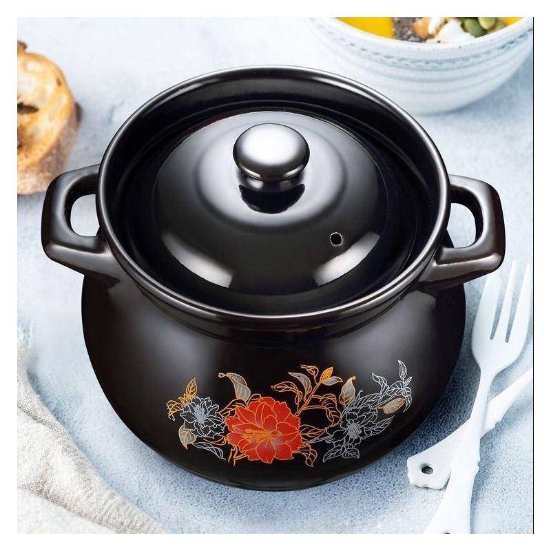 砂锅耐高温养生汤煲陶瓷大小沙锅煲汤锅炖锅明火家用燃气汤锅t栀子花4