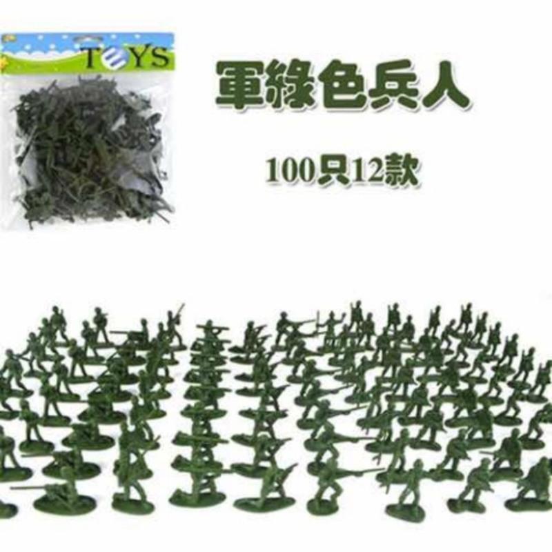 军事战士小兵人战争场景兵器二战模型手办打仗人儿童玩具士兵 兵人一包100个(颜色随机)