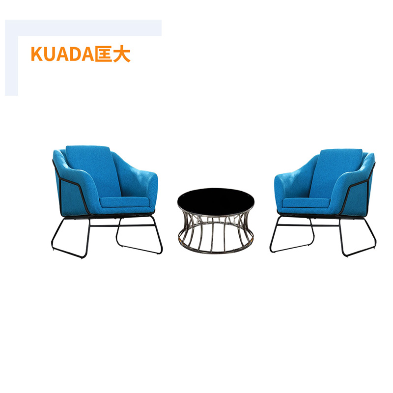 匡大 办公休闲椅洽谈区布艺沙发茶几组合1+1+圆几 KDXXY-JSD04高清大图