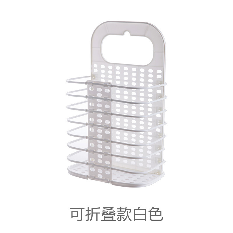 家柏饰(CORATED)可折叠脏衣篮脏衣服收纳筐置物架挂墙脏衣篓壁挂洗衣篮ZD型 可折叠款白色