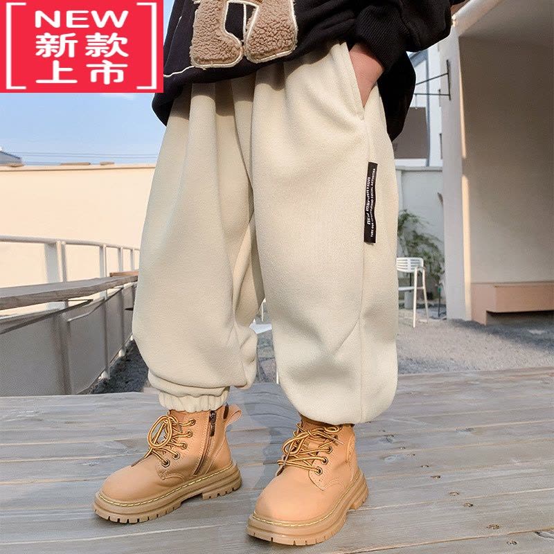 可莉允男童裤子秋冬儿童加绒裤2022新款保暖裤冬装加厚一体绒裤冬季卫裤图片