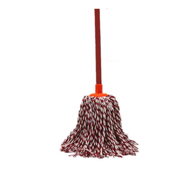 棉纱拖把 老式拖把干湿两用圆头吸水白棉拖水拖把物业棉线拖把 白圆拖 配木柄