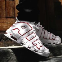 Nike Air More Uptempo '96男士中帮篮球鞋皮蓬乔治城蓝灰配色 缓震气垫实战战靴