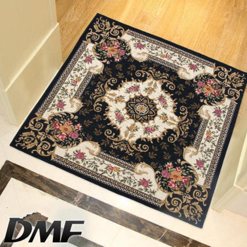 美帮汇欧式地垫垫脚垫厅卧室客厅地毯方形入户垫子定制 165深蓝色 140×140CM