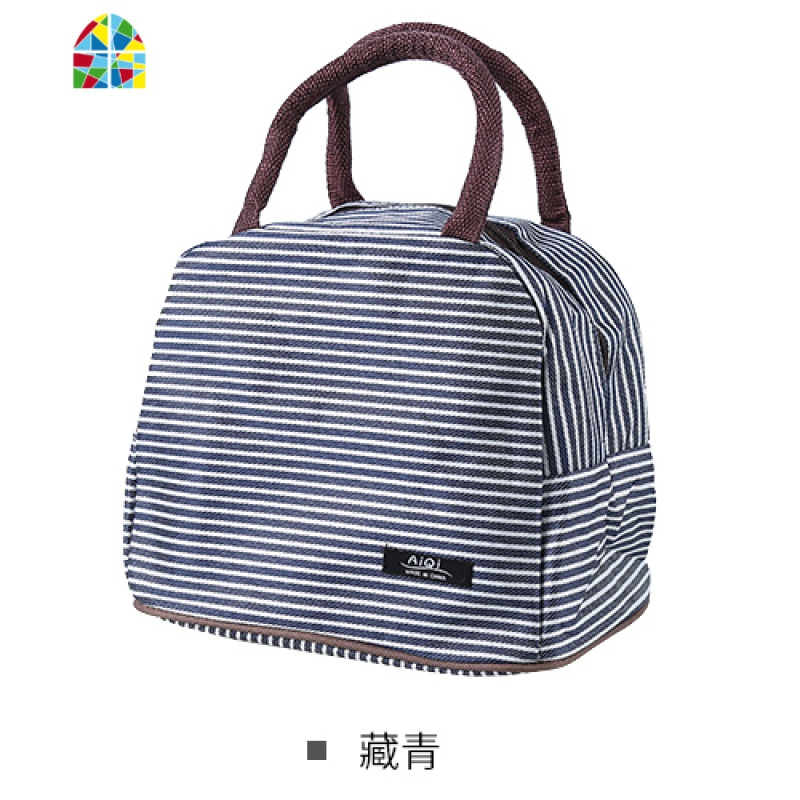 盒饭包便当包韩版防水条纹加厚装饭盒的手提包饭盒袋午餐包大号 FENGHOU 咖啡色