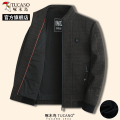 啄木鸟春季新款男士毛呢外套中年商务爸爸装休闲夹克衫立领上衣啄
