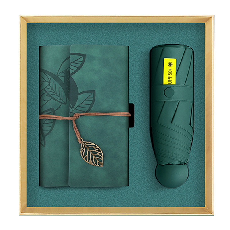 思唯美 实用高档商务节庆 防晒晴雨伞+A6枫叶本+中号斗中斗盒子