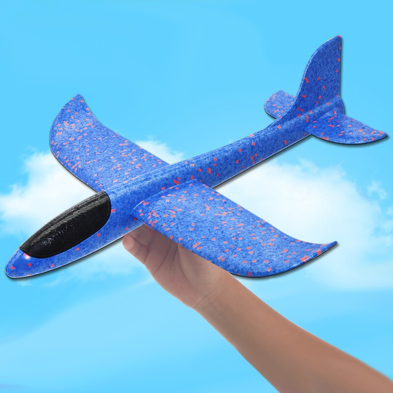 儿童手抛泡沫飞机大号网红玩具户外拼装模型回旋发光灯投掷滑翔机